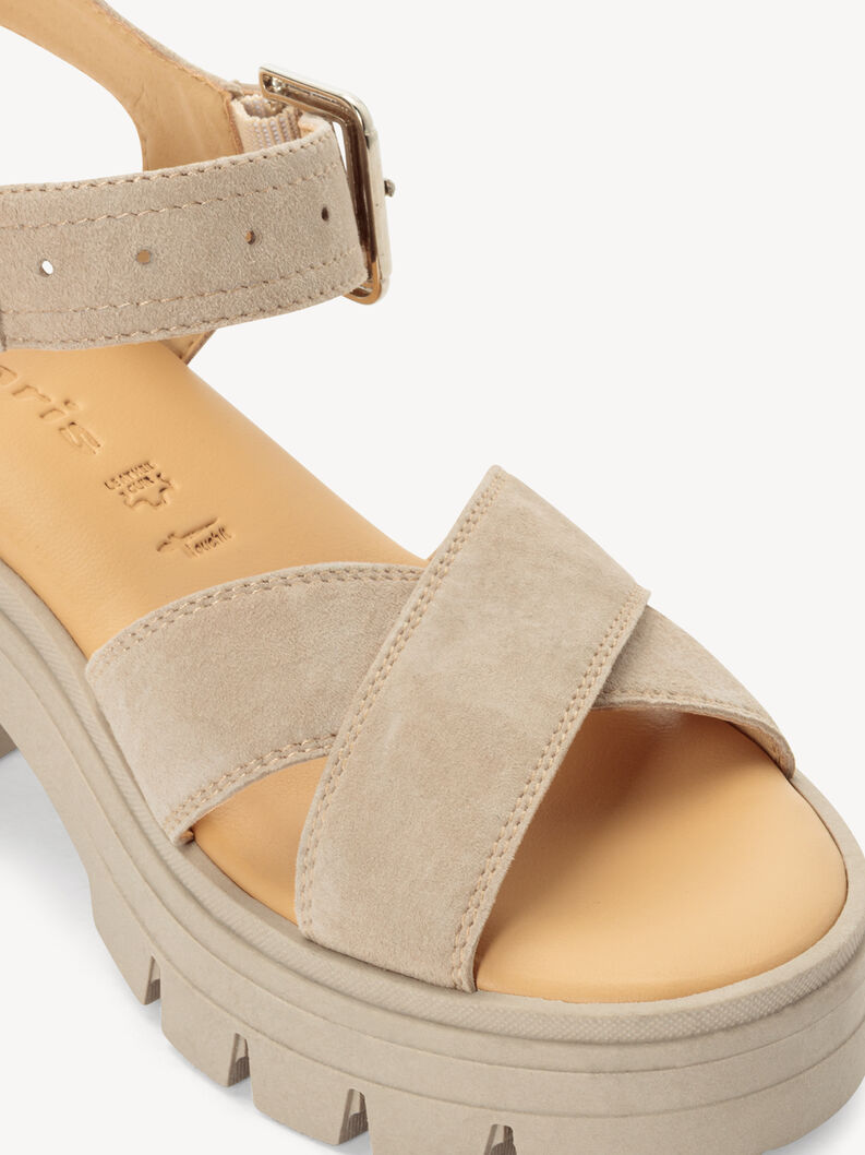 Ledersandalette - beige, TAUPE, hi-res