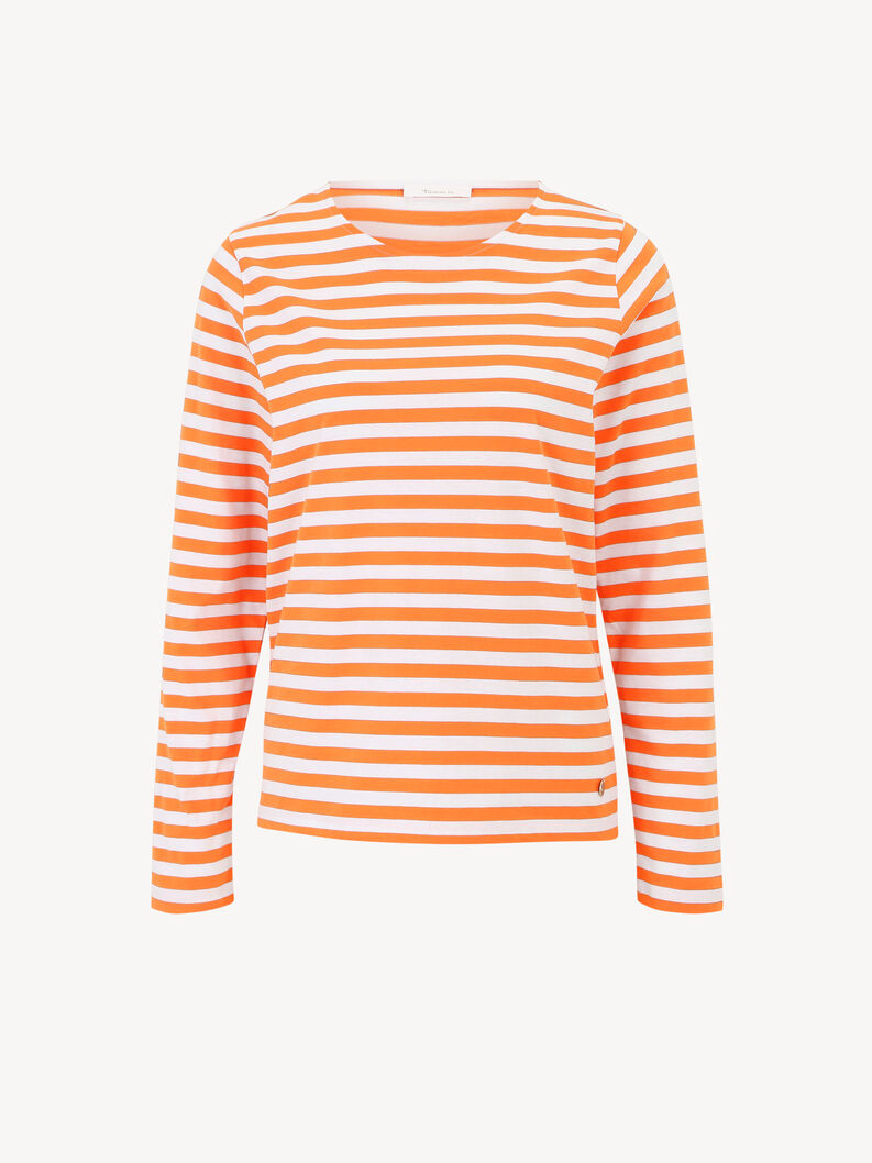 Longsleeve Shirt - oranje, Puffins Bill / Bright White Stripe, hi-res
