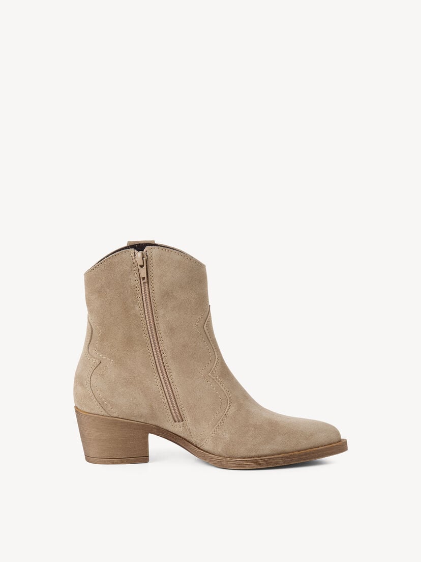 Leren Enkellaarsje - beige, beige, hi-res