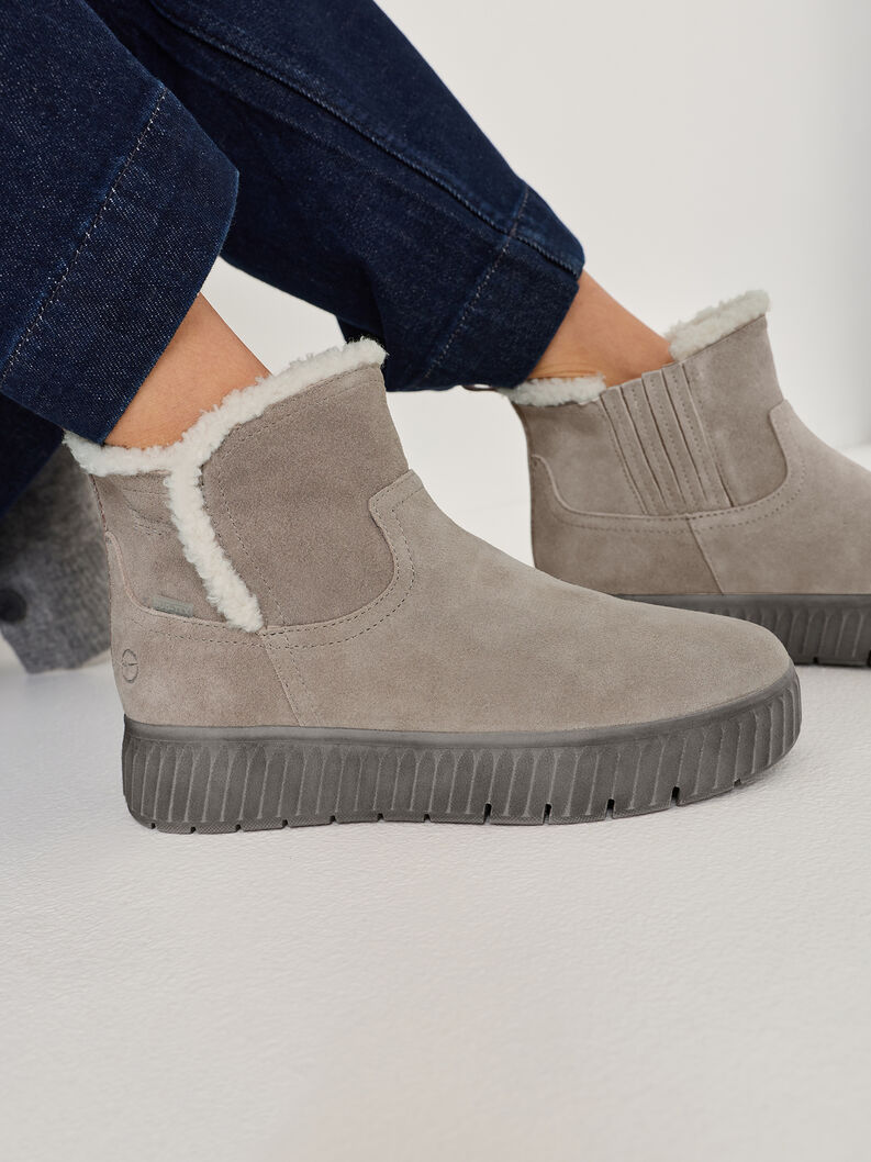 Bottine en cuir - gris doublure chaude, LT GREY, hi-res