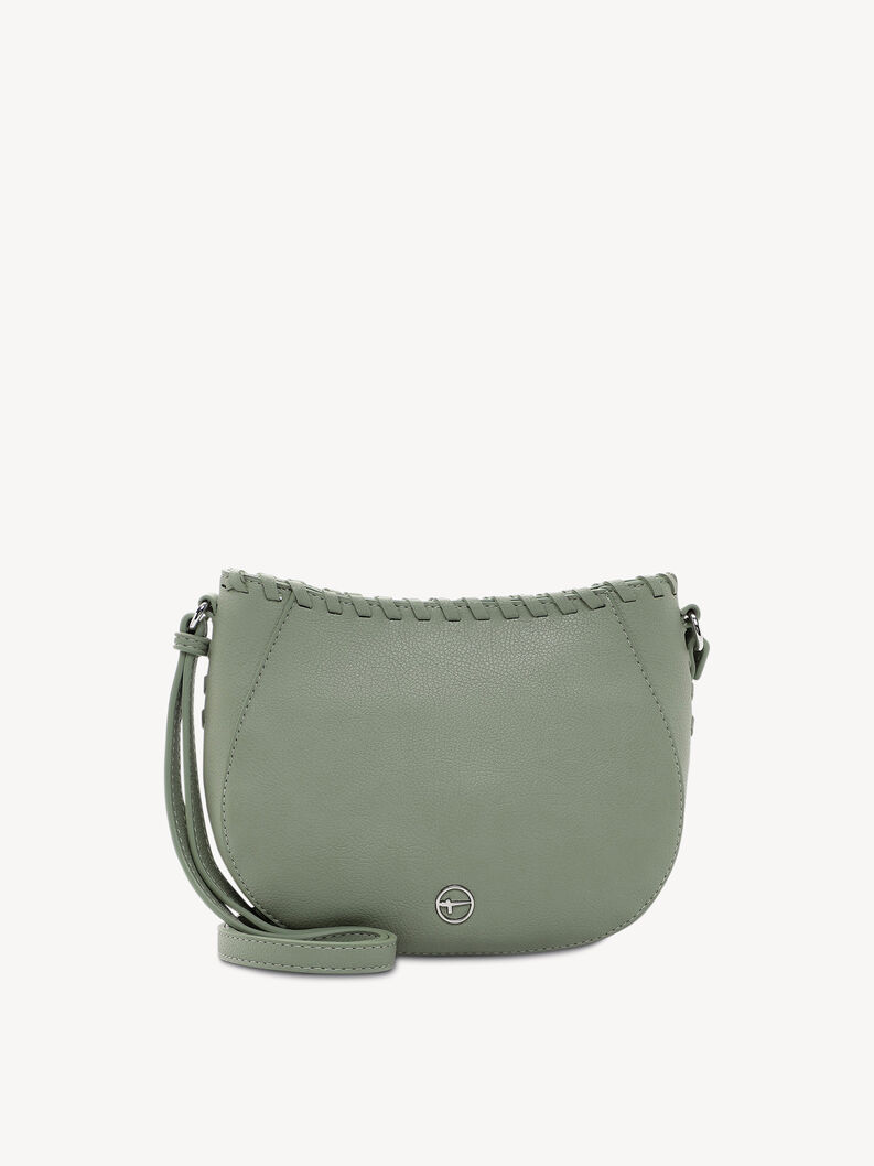 Borsa in pelle verde con dettaglio intrecciato e tracolla regolabile