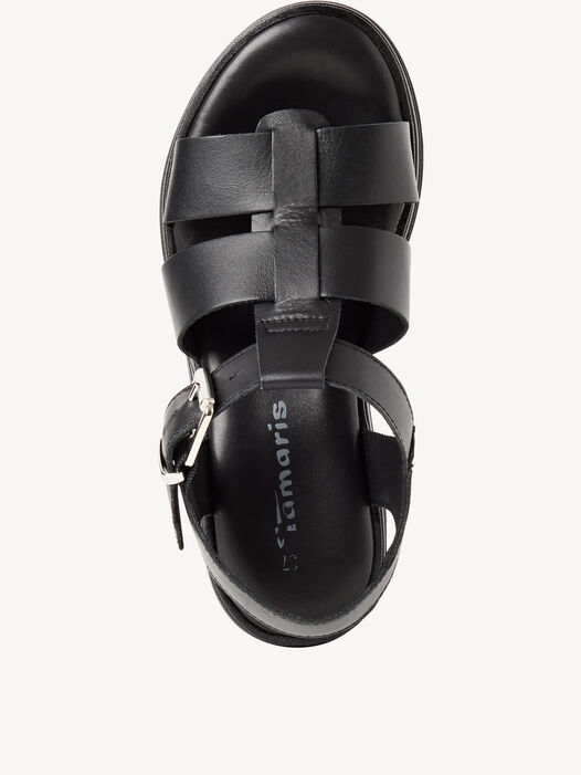 Sandaaltje, BLACK LEATHER, hi-res