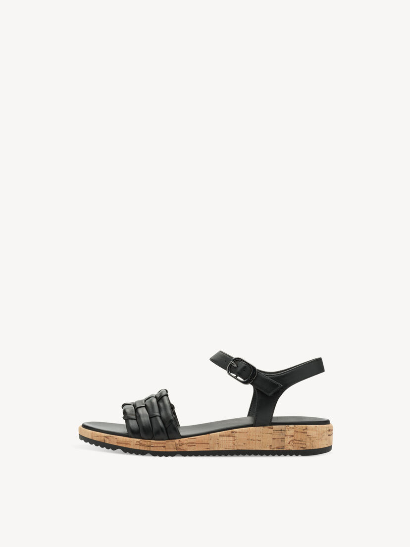 Leren Sandaaltje - zwart, BLACK, hi-res