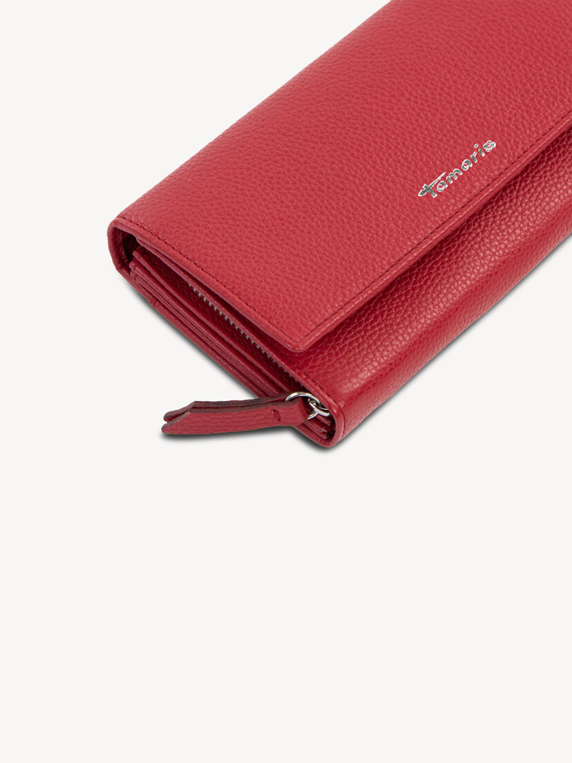 Leren Portemonnee - rood, red, hi-res