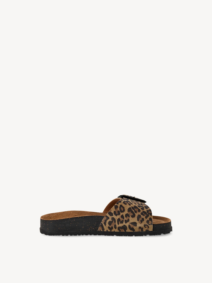 Leren Slipper - bruin, LEOPARD, hi-res