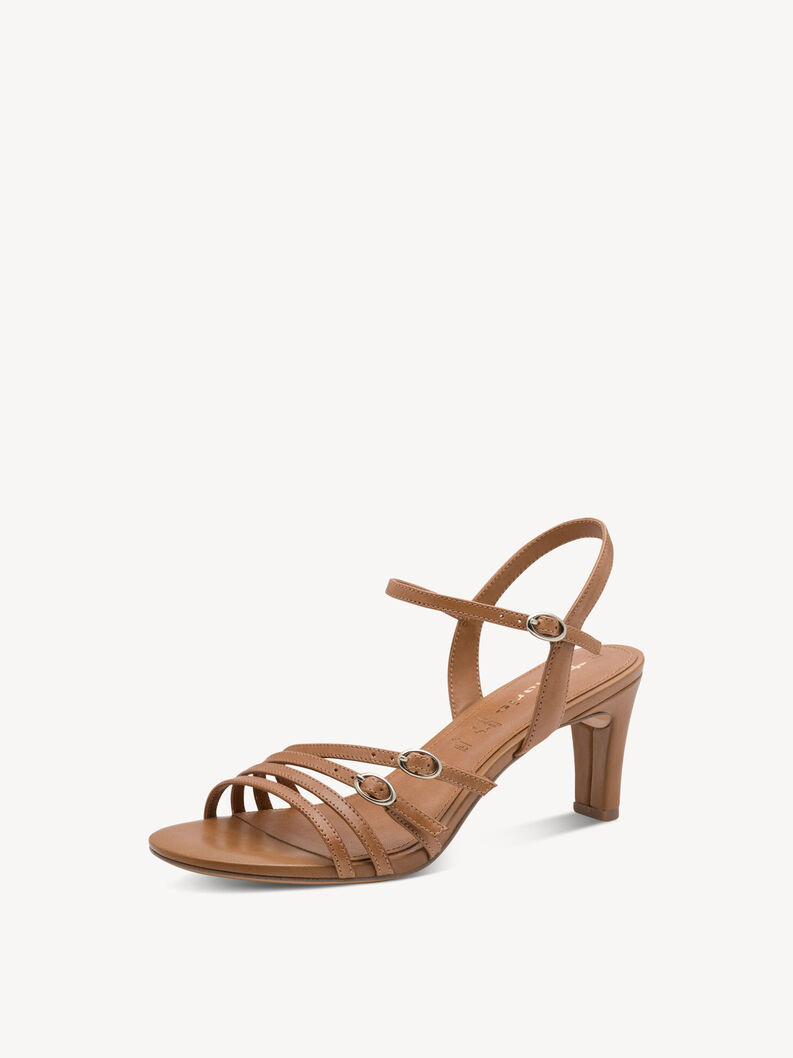Leather Heeled sandal - brown, COGNAC, hi-res