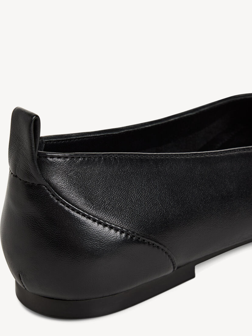 Leren Ballerina - zwart, BLACK, hi-res