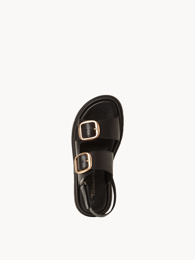 Leather Heeled sandal - black, BLACK LEATHER, hi-res