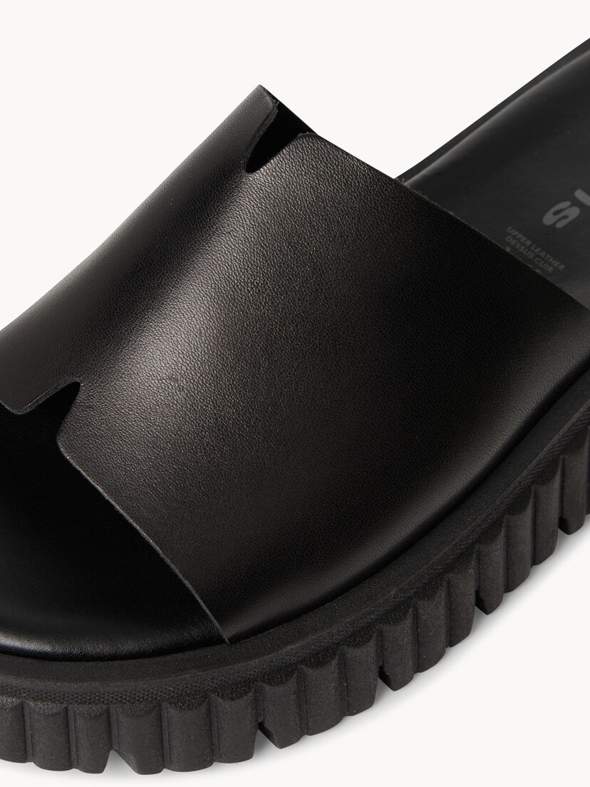 Leren Slipper - zwart, BLACK, hi-res