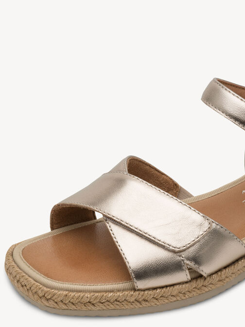 Sandale &agrave; talon en cuir, LT GOLD, hi-res