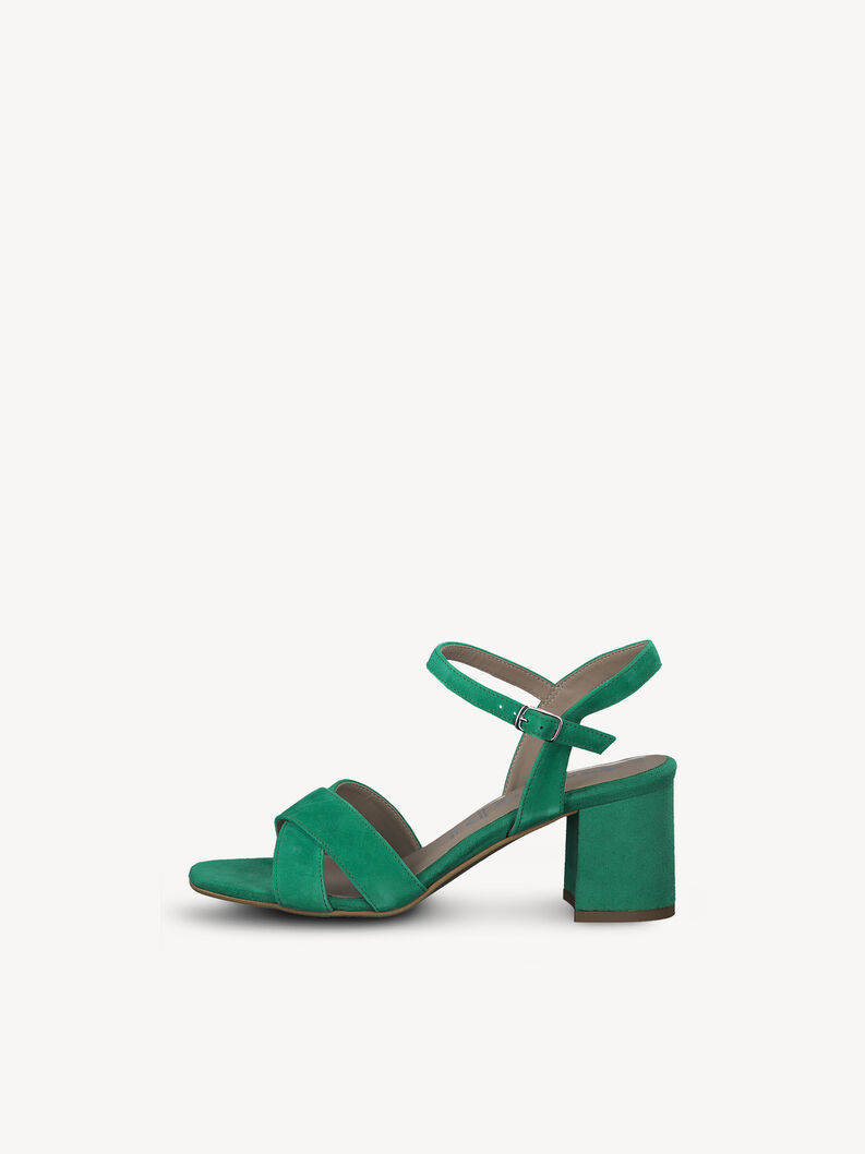 Leather Heeled sandal - green, GREEN, hi-res