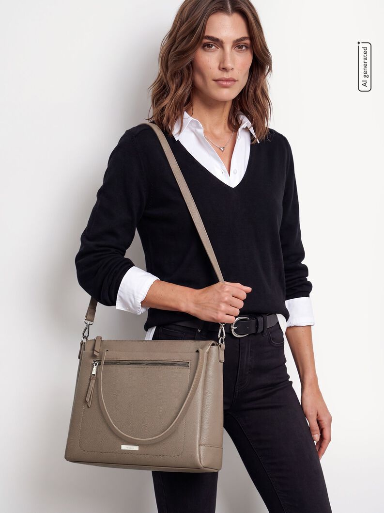Sac cabas - marron, taupe, hi-res