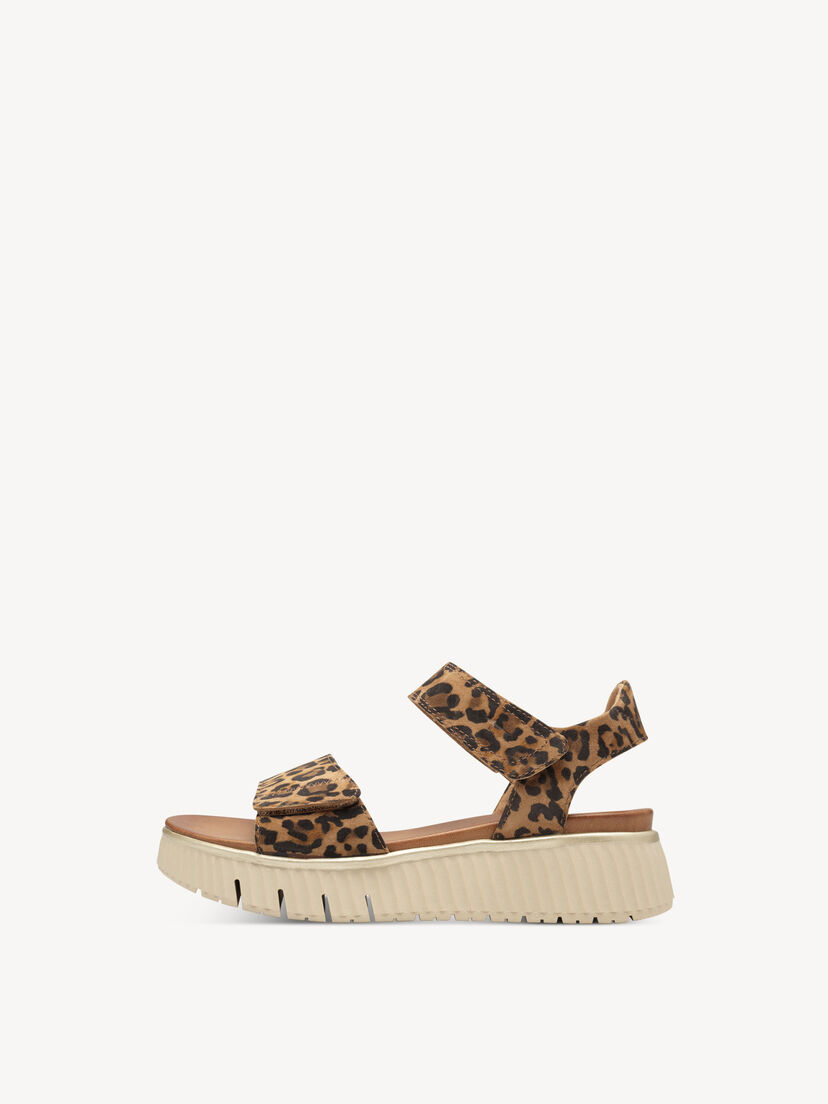 Leren Sandaal - beige, LEOPARD, hi-res