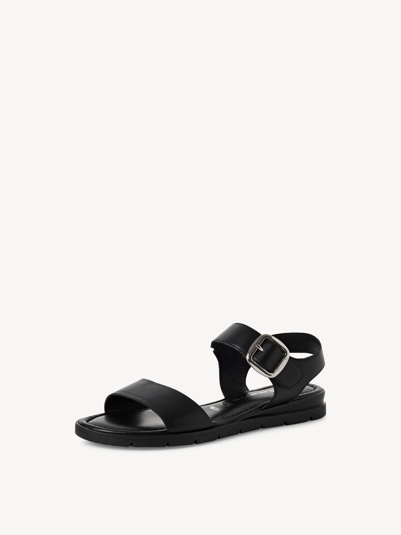 Leren Sandaal - zwart, BLACK, hi-res