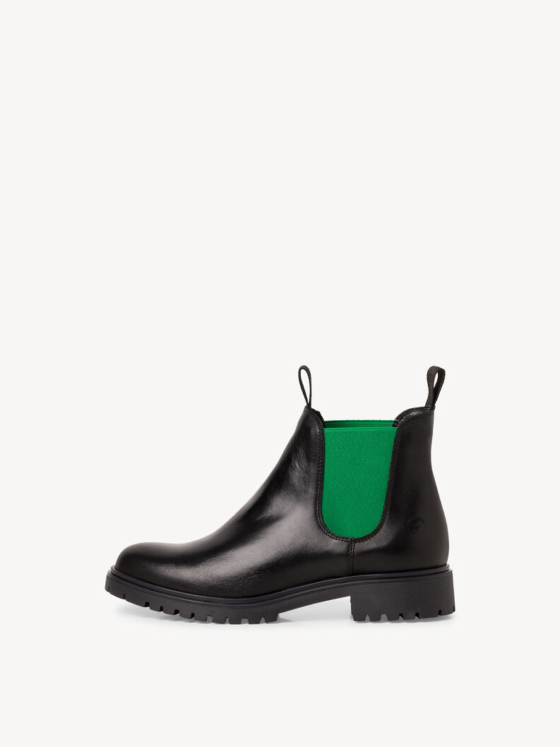 Leather Chelsea boot - black, BLK LEA./GREEN, hi-res