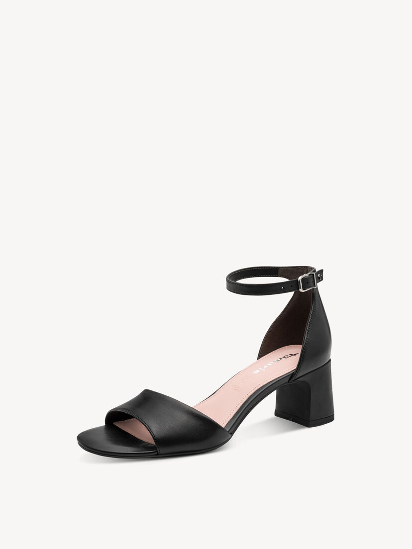 Leren Sandaaltje - zwart, BLACK LEATHER, hi-res