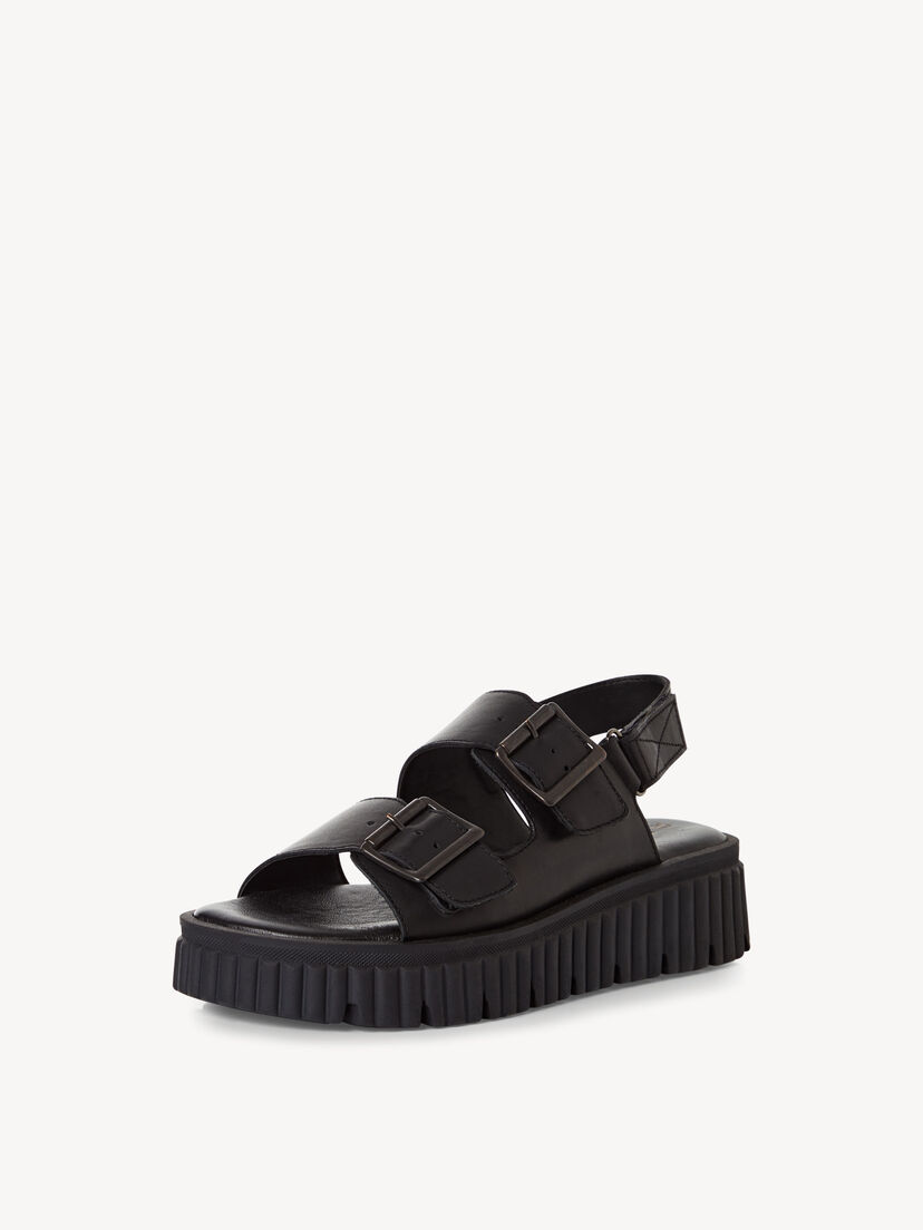 Leren Sandaaltje - zwart, BLACK, hi-res