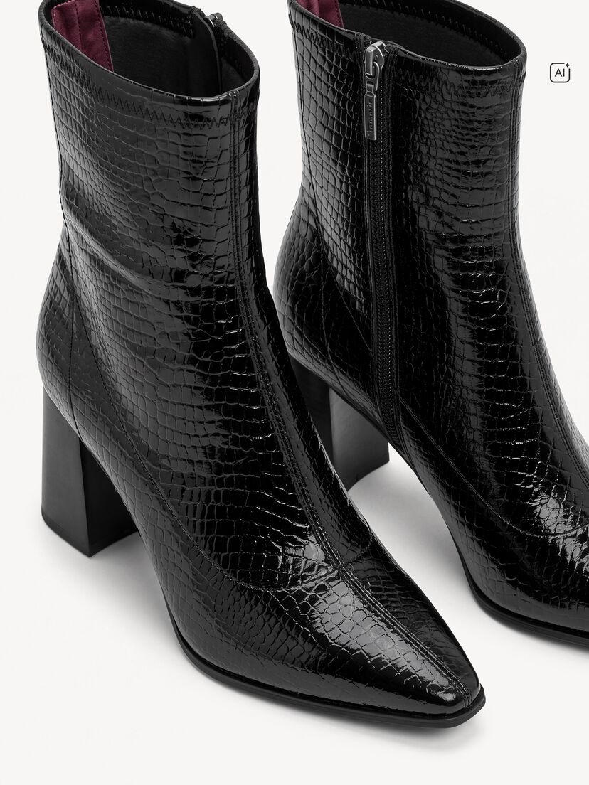 Enkellaarsje - zwart, BLACK CROCO, hi-res