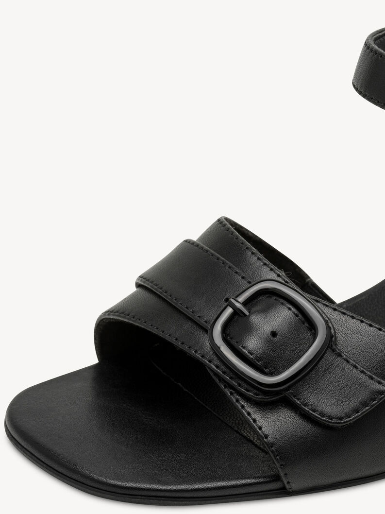 Leather Heeled sandal - black, BLACK NAPPA, hi-res