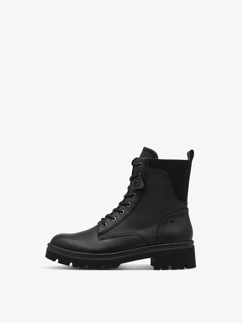 Leren Enkellaarsje - zwart, BLACK, hi-res