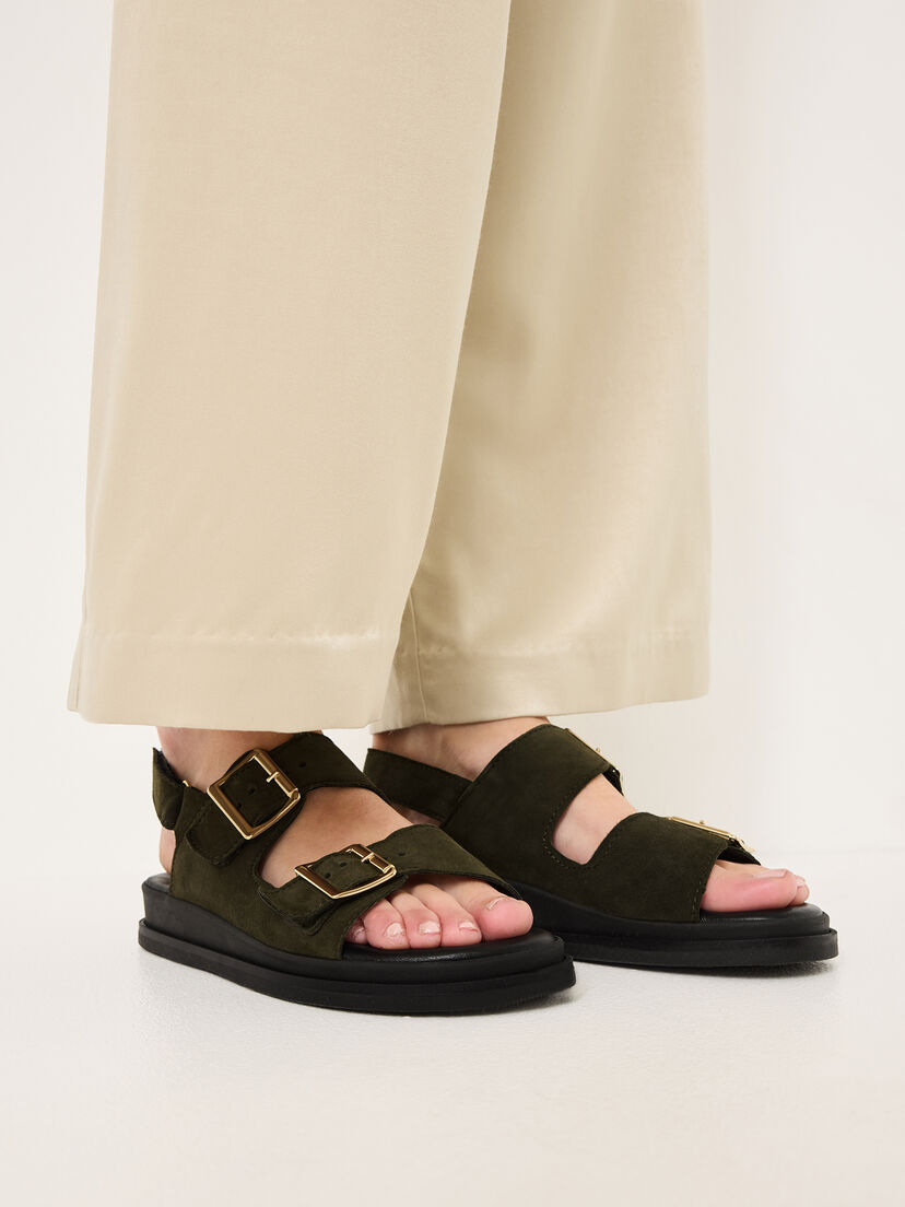 Leren Sandaaltje - groen, OLIVE, hi-res