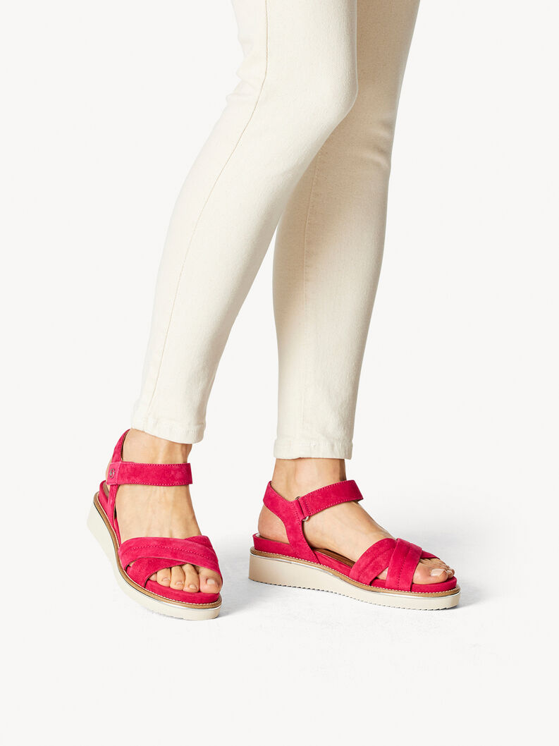 Kožené sandálky - křiklavě růžová, FUXIA, hi-res
