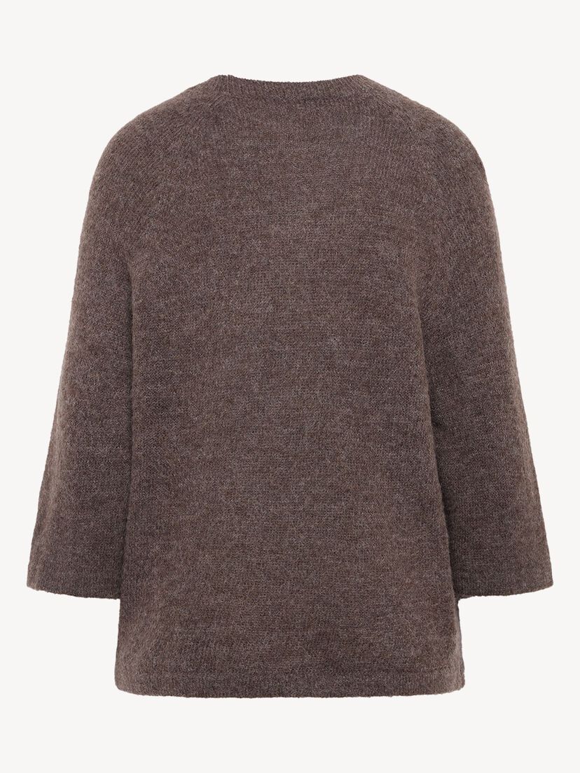 Gebreide trui - bruin, Mid Brown Melange, hi-res