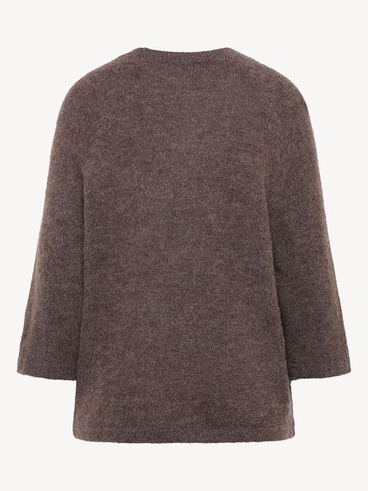 Gebreide trui, Mid Brown Melange, hi-res