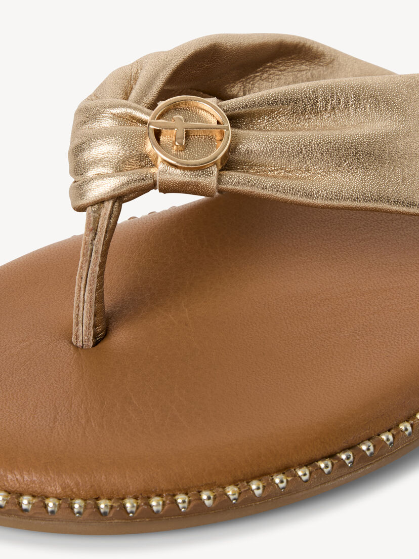 Leren Flip Flops - goud, LIGHT GOLD, hi-res