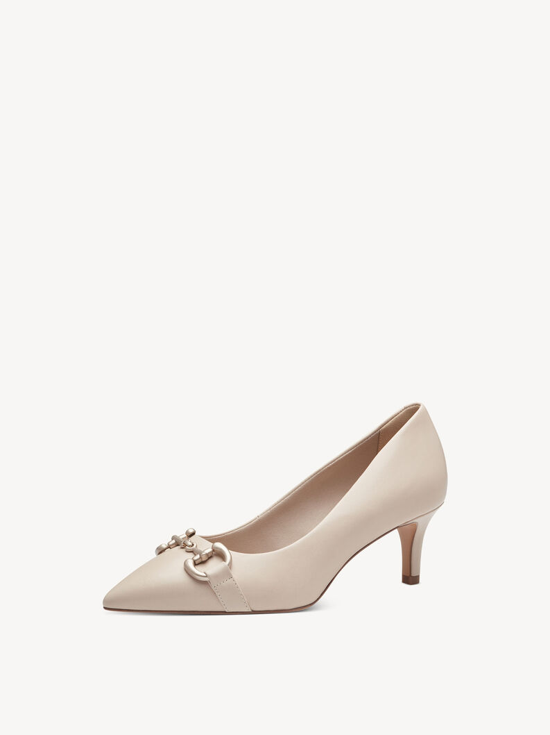 Escarpin en cuir - beige, IVORY, hi-res