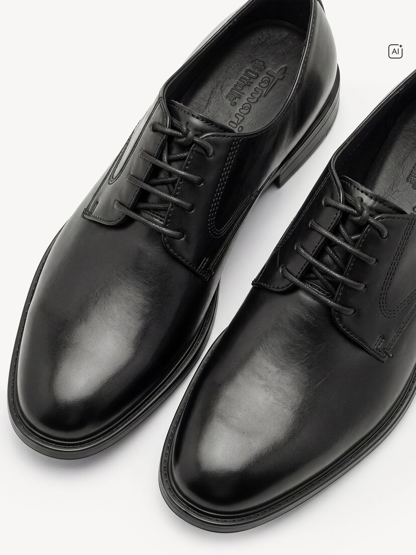 Leren Lage schoen - zwart, BLACK, hi-res