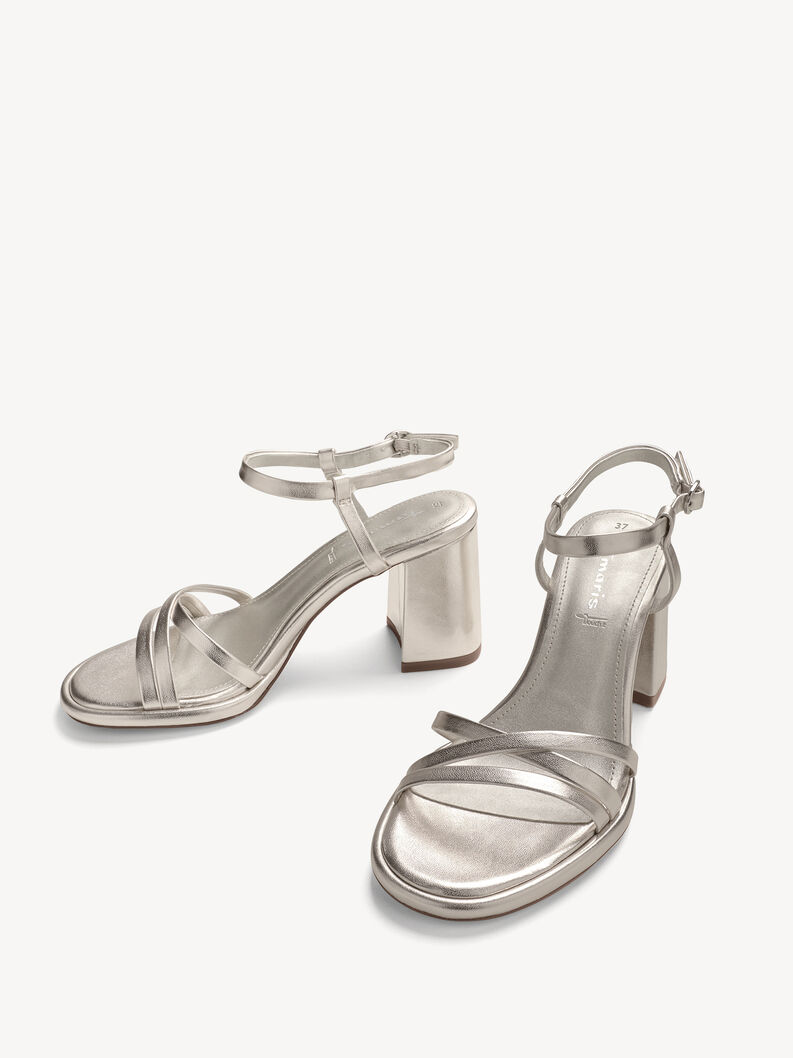 Heeled sandal - metallic, PLATINUM, hi-res