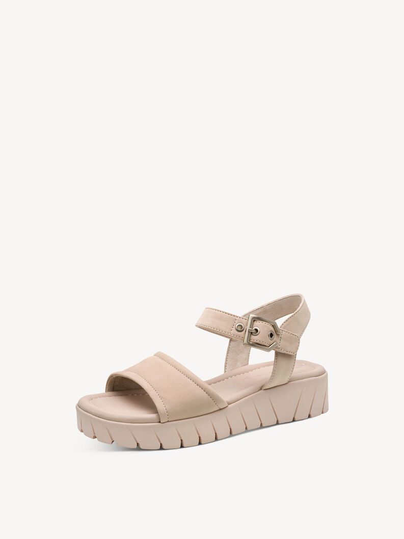 Ledersandalette - beige, IVORY, hi-res