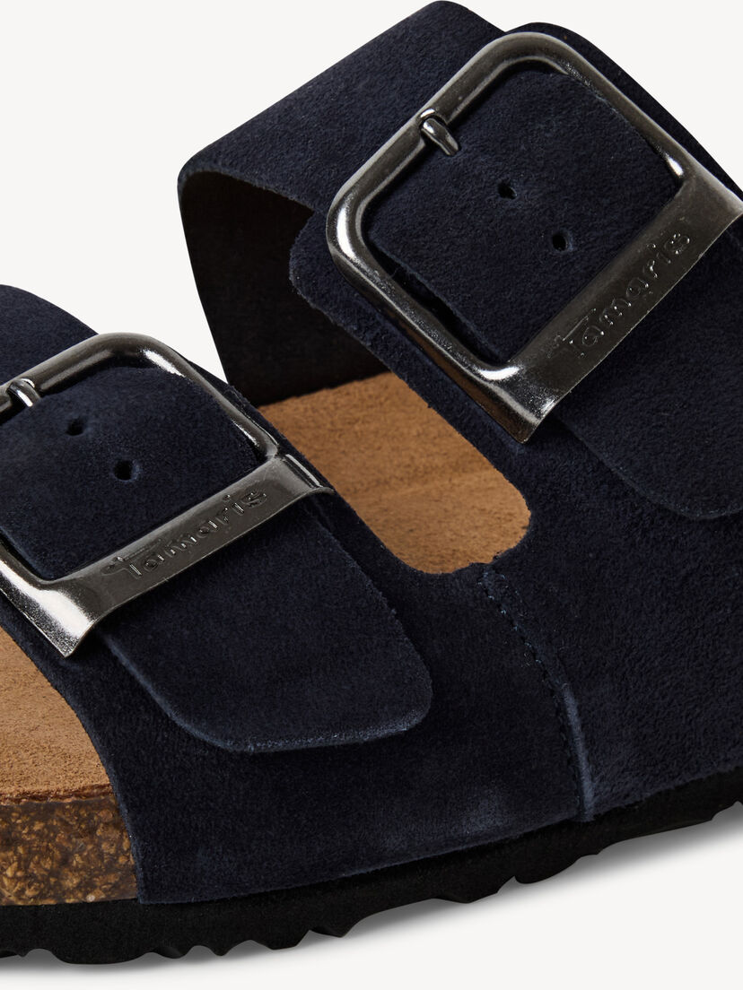 Leren Slipper - blauw, NAVY, hi-res