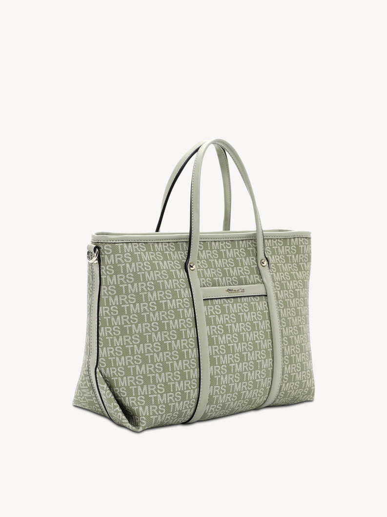 Green logo print handbag with double handles