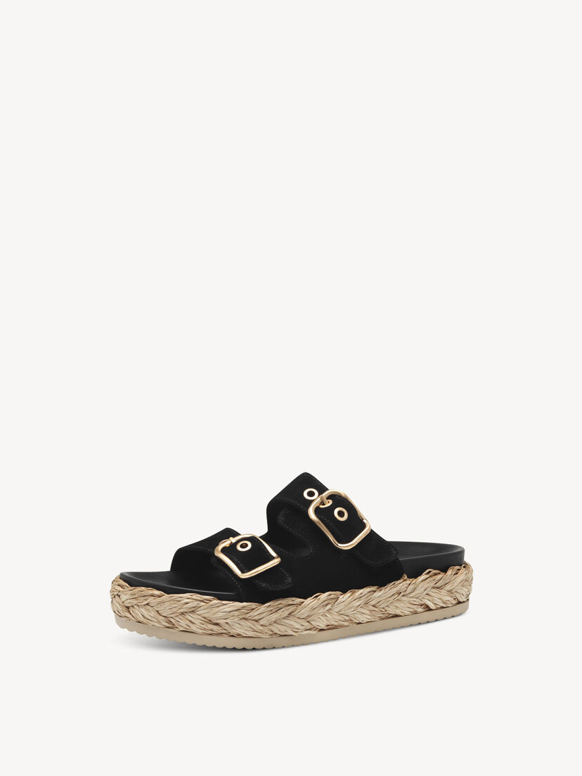 Leren Slipper - zwart, BLACK, hi-res