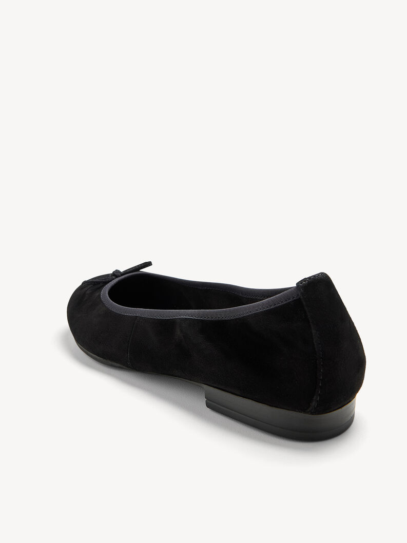 Leather Ballerina - black, BLACK SUEDE, hi-res