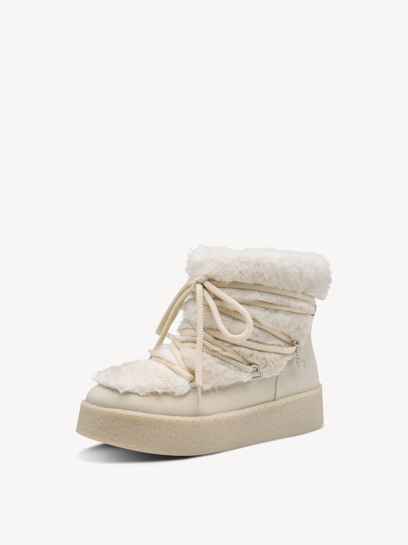 Enkellaarsje - beige warme voering, IVORY, hi-res