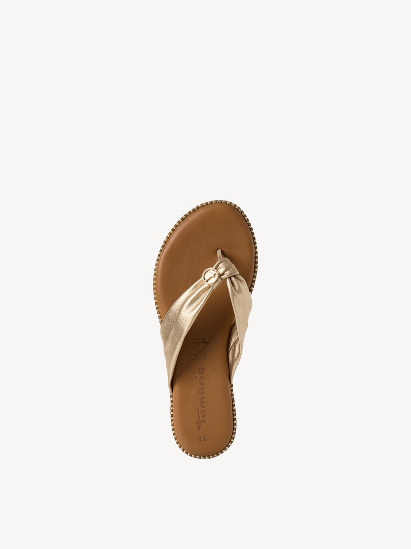 Leren Flip Flops - goud, LIGHT GOLD, hi-res