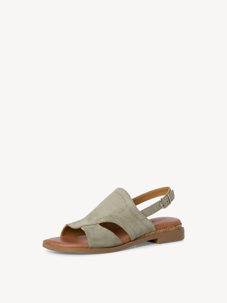 Leather Sandal - green, SAGE, hi-res