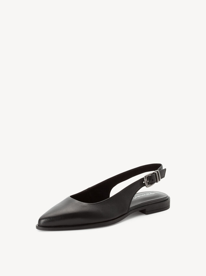 Leather sling pumps - black, BLACK LEATHER, hi-res