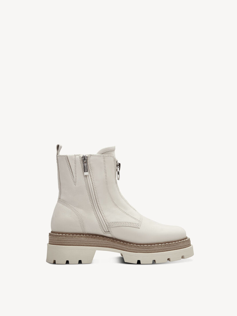 Leren Enkellaarsje - beige, IVORY, hi-res