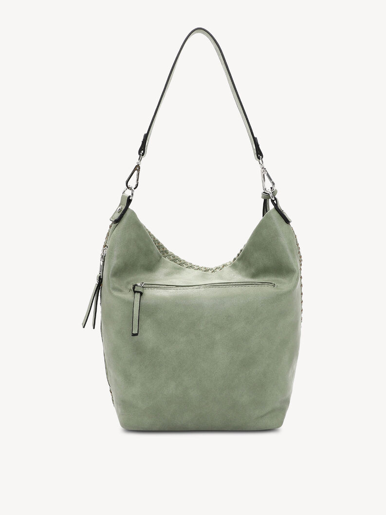 Zielona miękka torba z tylnym zamkiem i gładką powierzchnią