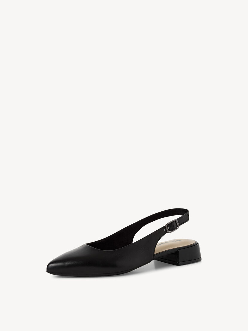 Leren Slingpumps - zwart, BLACK LEATHER, hi-res