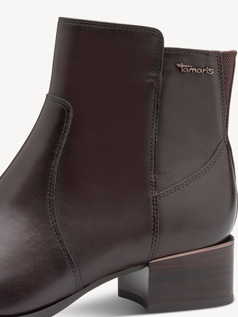 Leren Enkellaarsje - bruin, ESPRESSO, hi-res