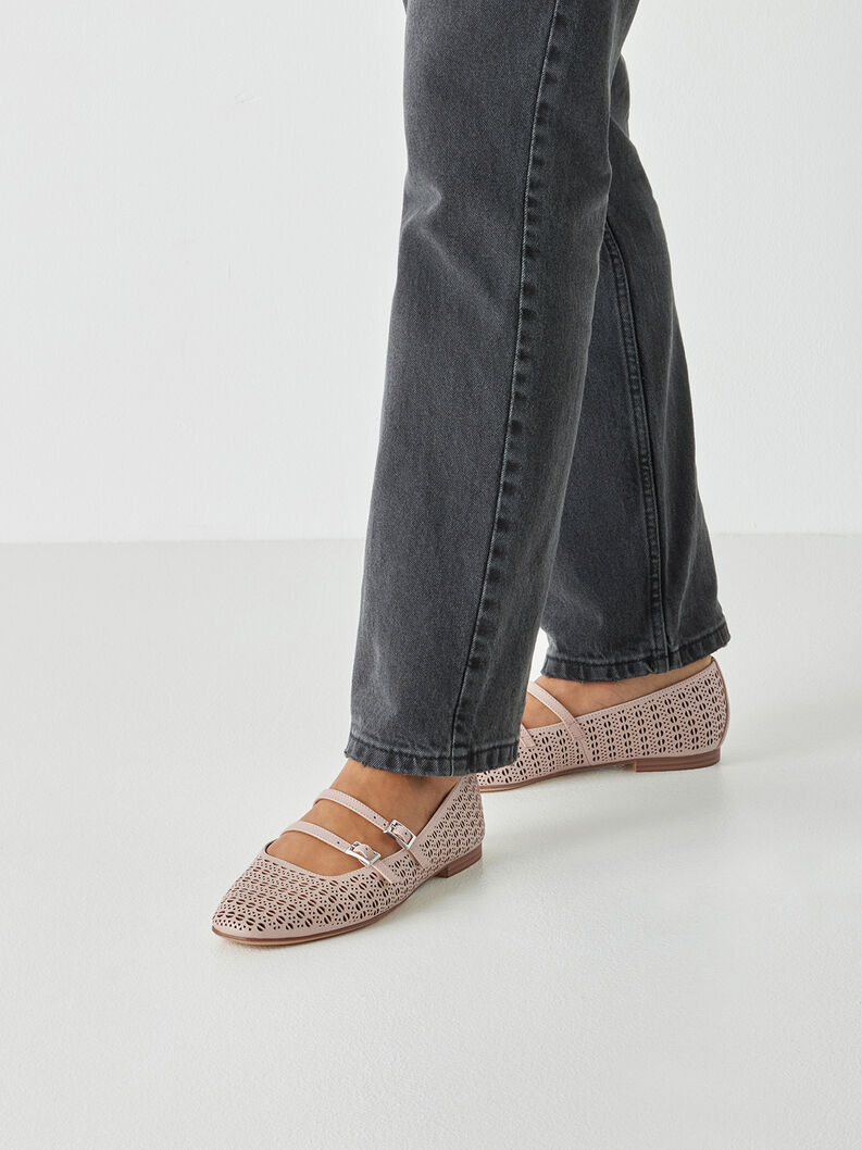 Lederballerina - beige, NUDE STRUCTURE, hi-res