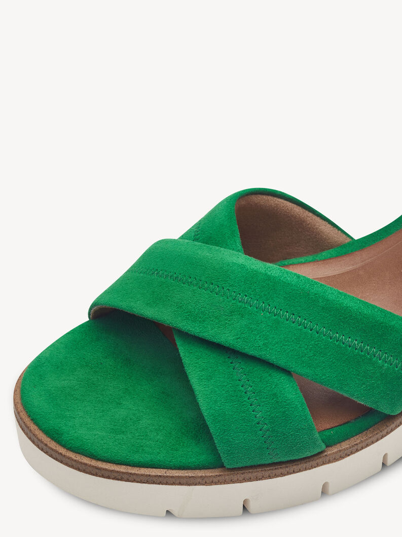 Sandale &agrave; talon en cuir - vert, GREEN, hi-res