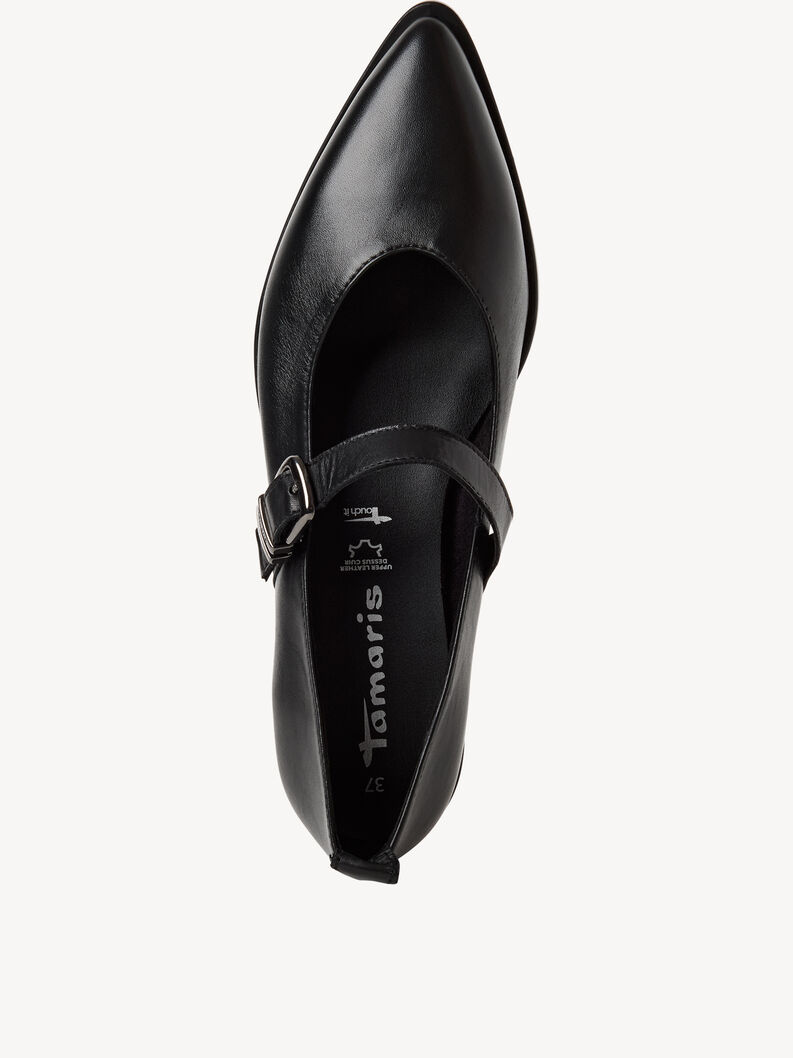 Lederballerina - schwarz, BLACK LEATHER, hi-res