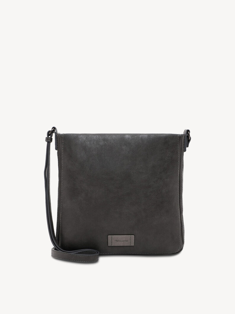 Dunkelgraue Leder-Crossbody-Tasche mit verstellbarem Schulterriemen