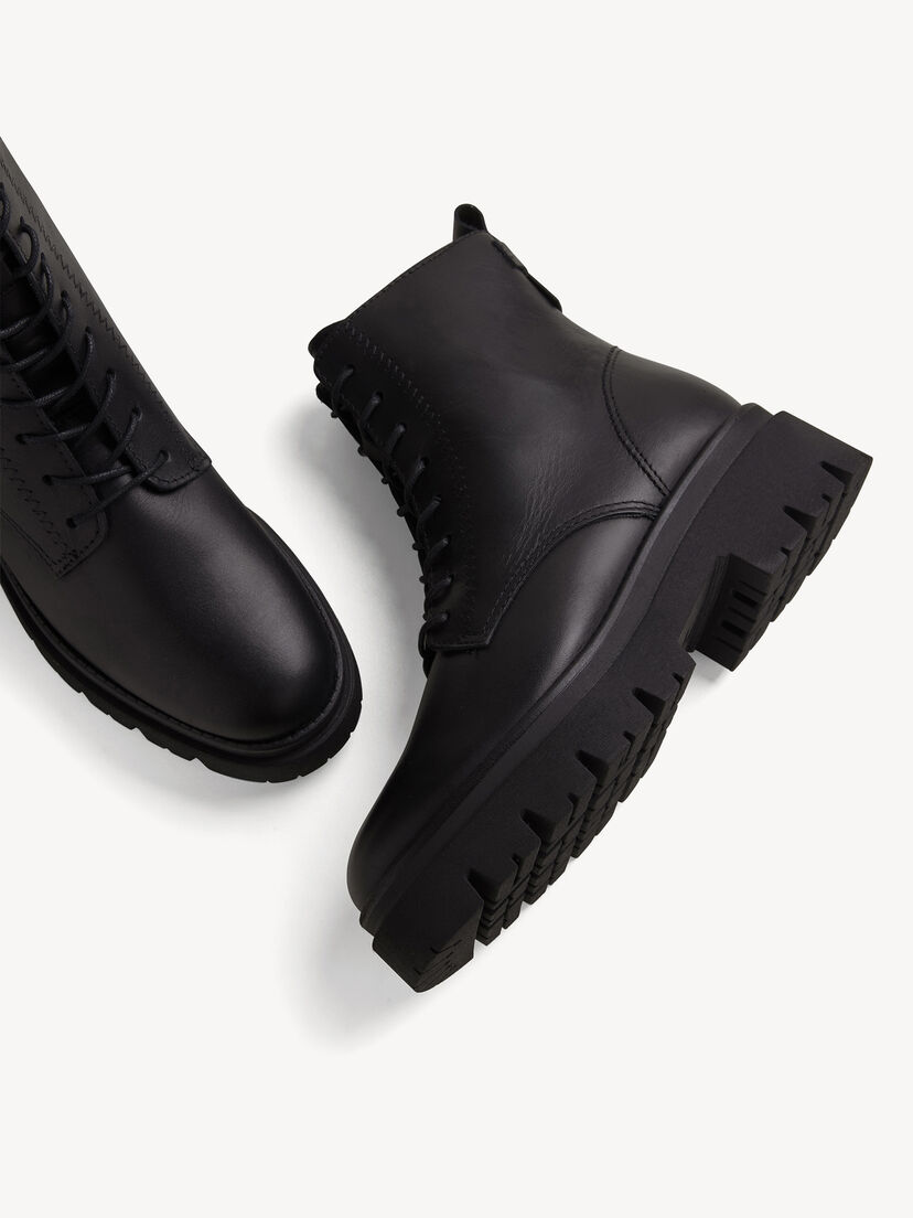 Leren Enkellaarsje - zwart, BLACK, hi-res